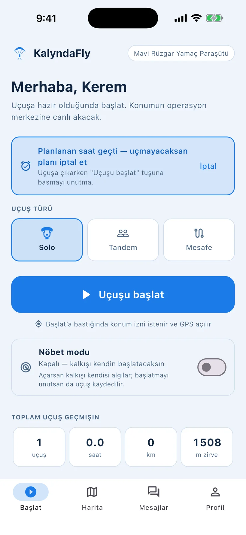 KalyndaFly — Gerçek zamanlı uçuş takibi ve acil müdahale